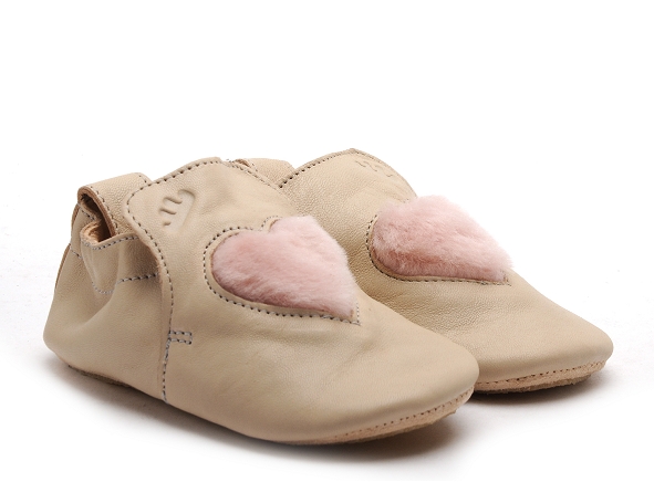 Easy peasy chaussons bebe blu blu coeur beige