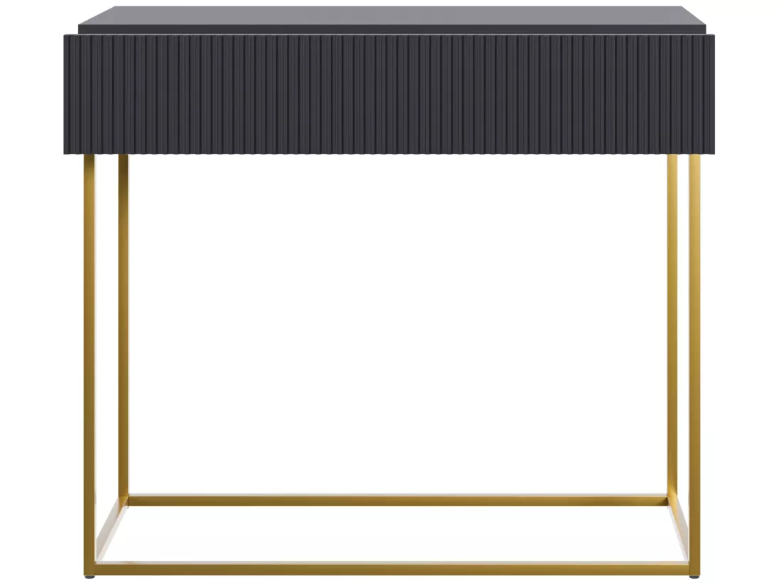 Table console - 90 cm - noir avec pieds dorés - VELDIO