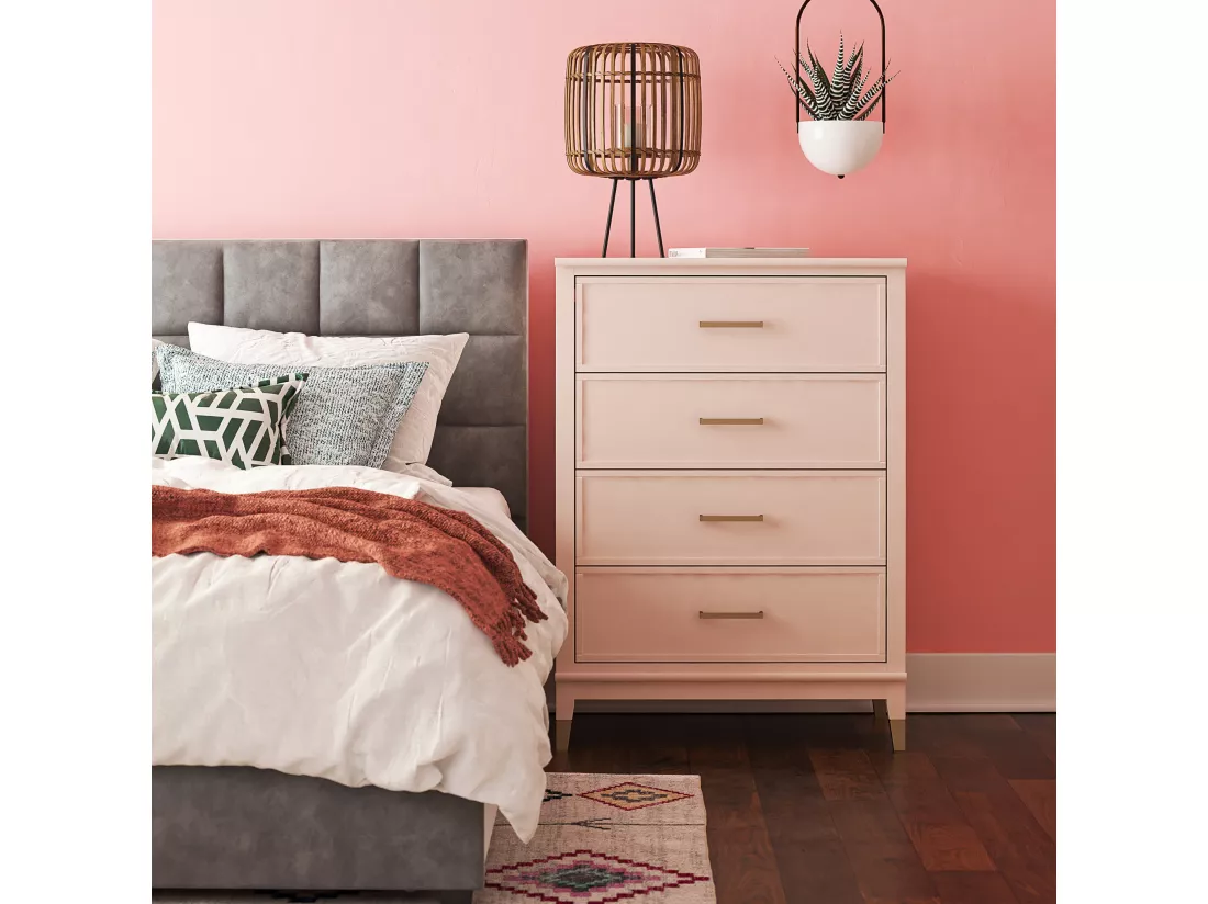 Westerleigh | Commode à 4 tiroirs en MDF rose