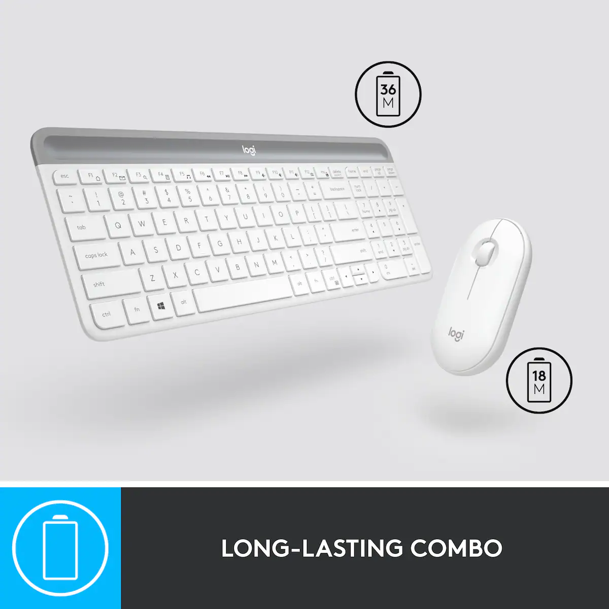 Logitech MK470 Slim Combo datamus og tastatur (hvit)