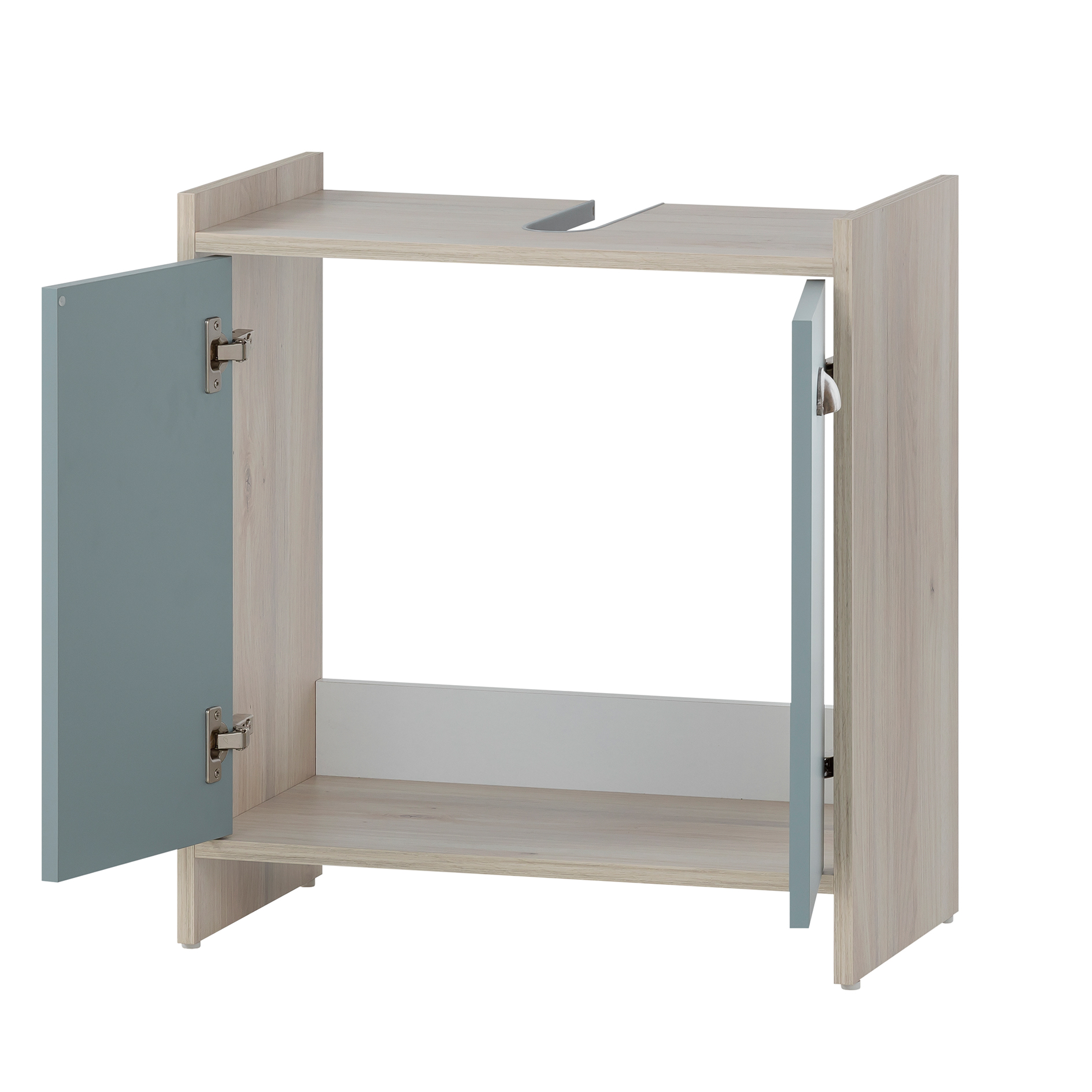Waschbeckenunterschrank - taubenblau - Sandeiche - 56,9 cm