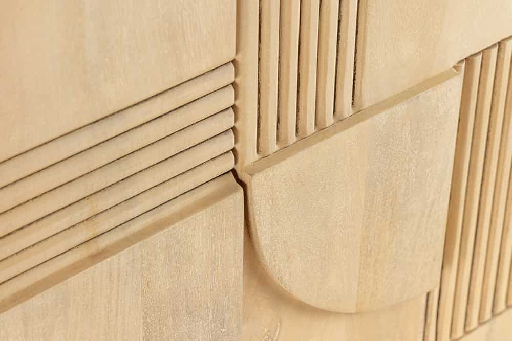 Design Barschrank ART DECO 140cm weiß gekälkt Mangoholz 3D-Front