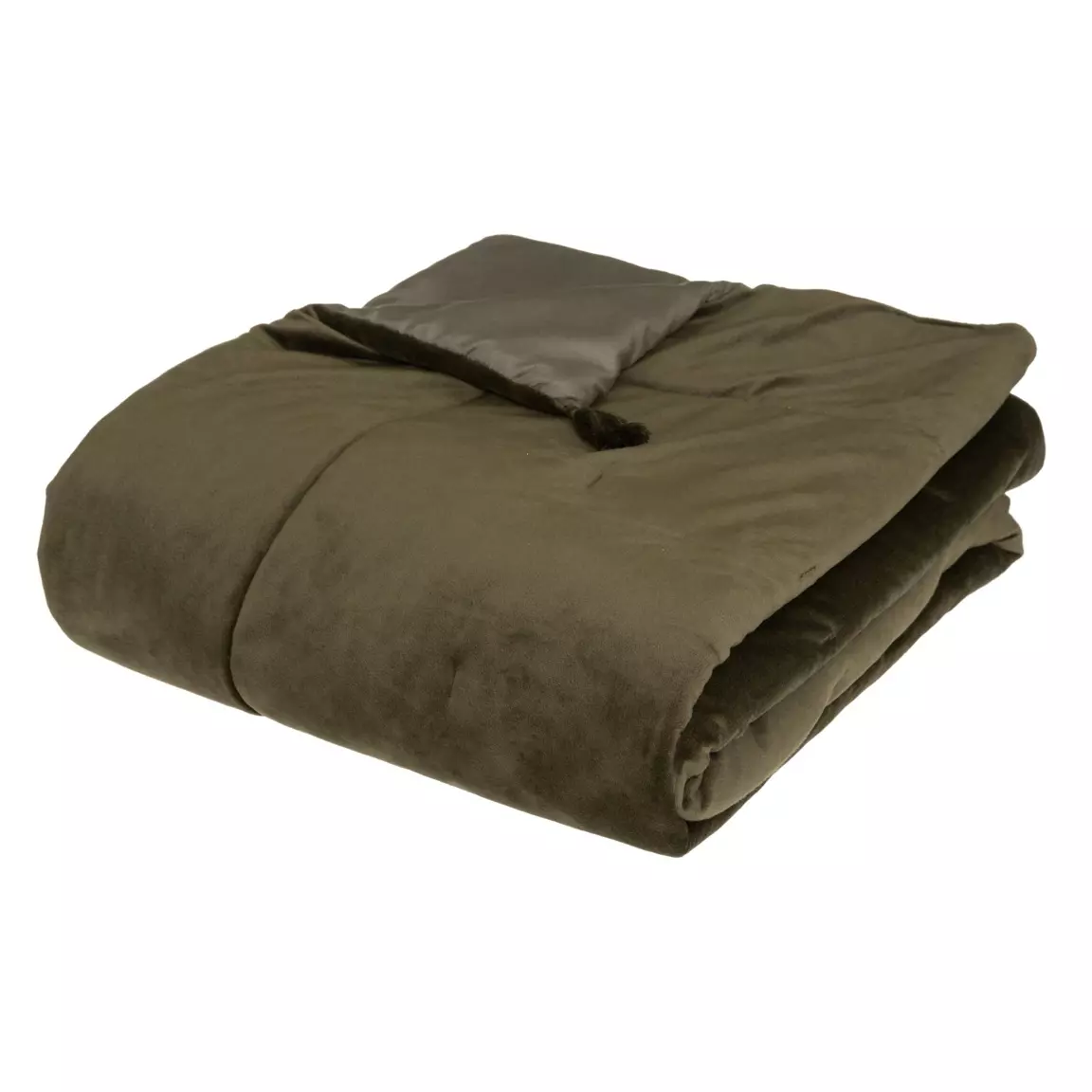 Edredon velours (80 x 180 cm) Sonia Vert kaki