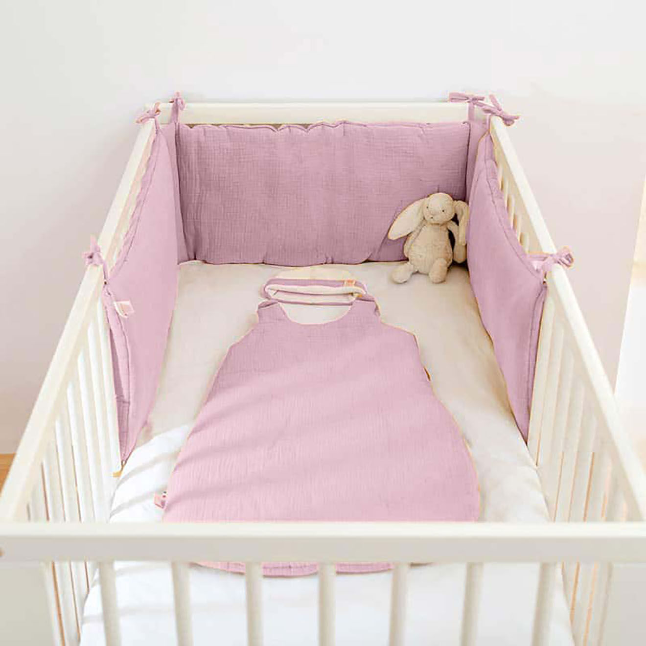 Papate Tour de Lit en Coton Bio rose - 30x190 cm