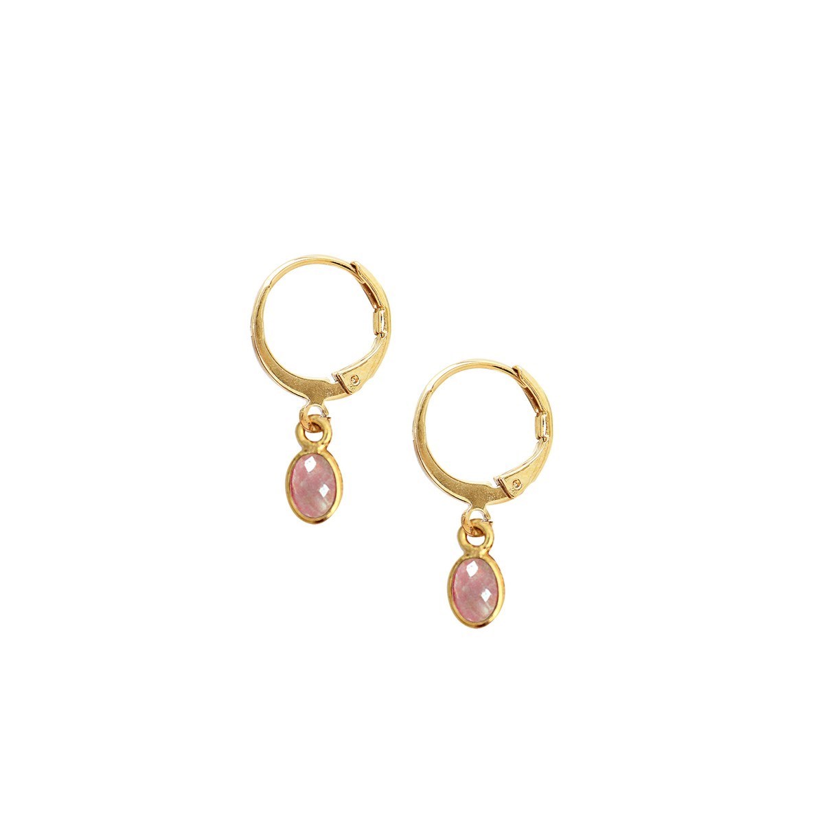 Boucles pierre calcédoine rose dorées à l'or fin 24k GAÏA