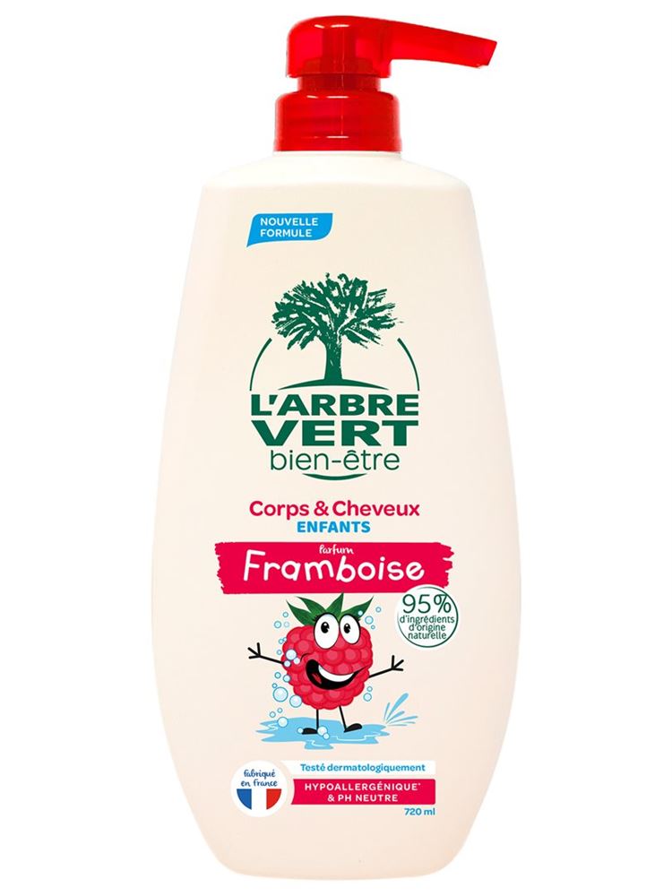 L'ARBRE VERT Öko Shampoo & Dusche Kinder<br>720 ml, Dispenser, flüssig, Himbeere französisch