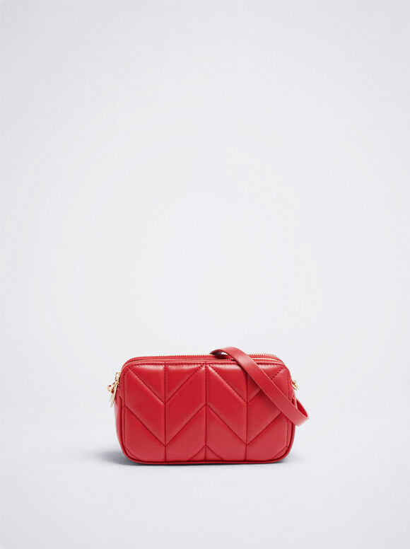 Bolsa matelassada com alça de corrente - Vermelha