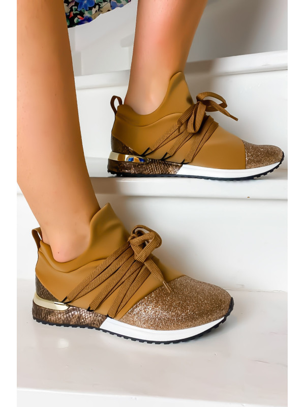 Baskets ILAN lycra Camel - Reqins