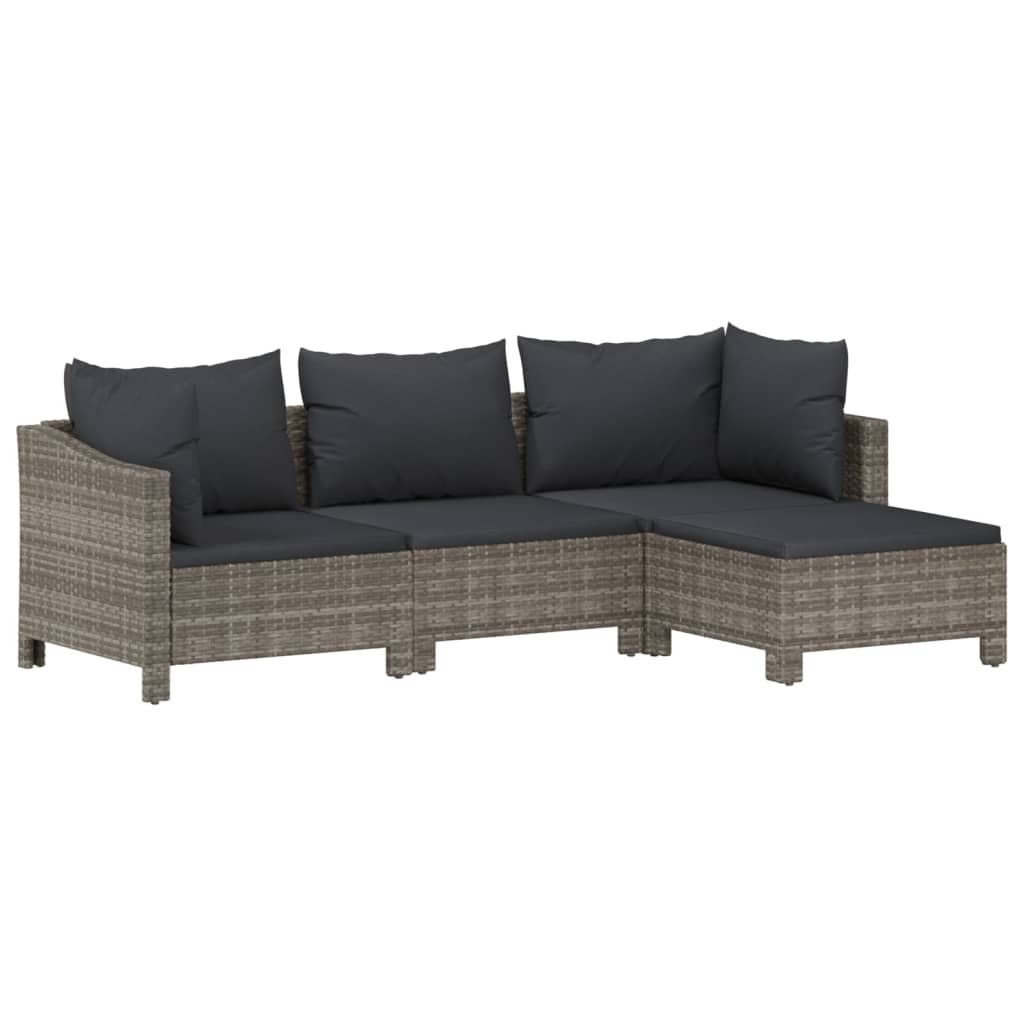 Salon de jardin meuble d'extérieur ensemble de mobilier 6 pièces avec coussins gris résine tressée