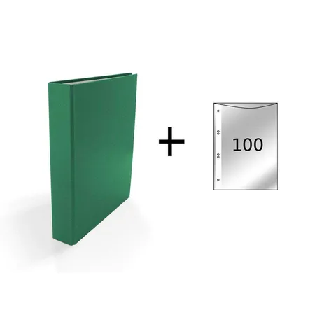 Livepac Office Ringbuch 4-Ring Mechanik, DIN A5, grün + 100 Prospekthüllen
