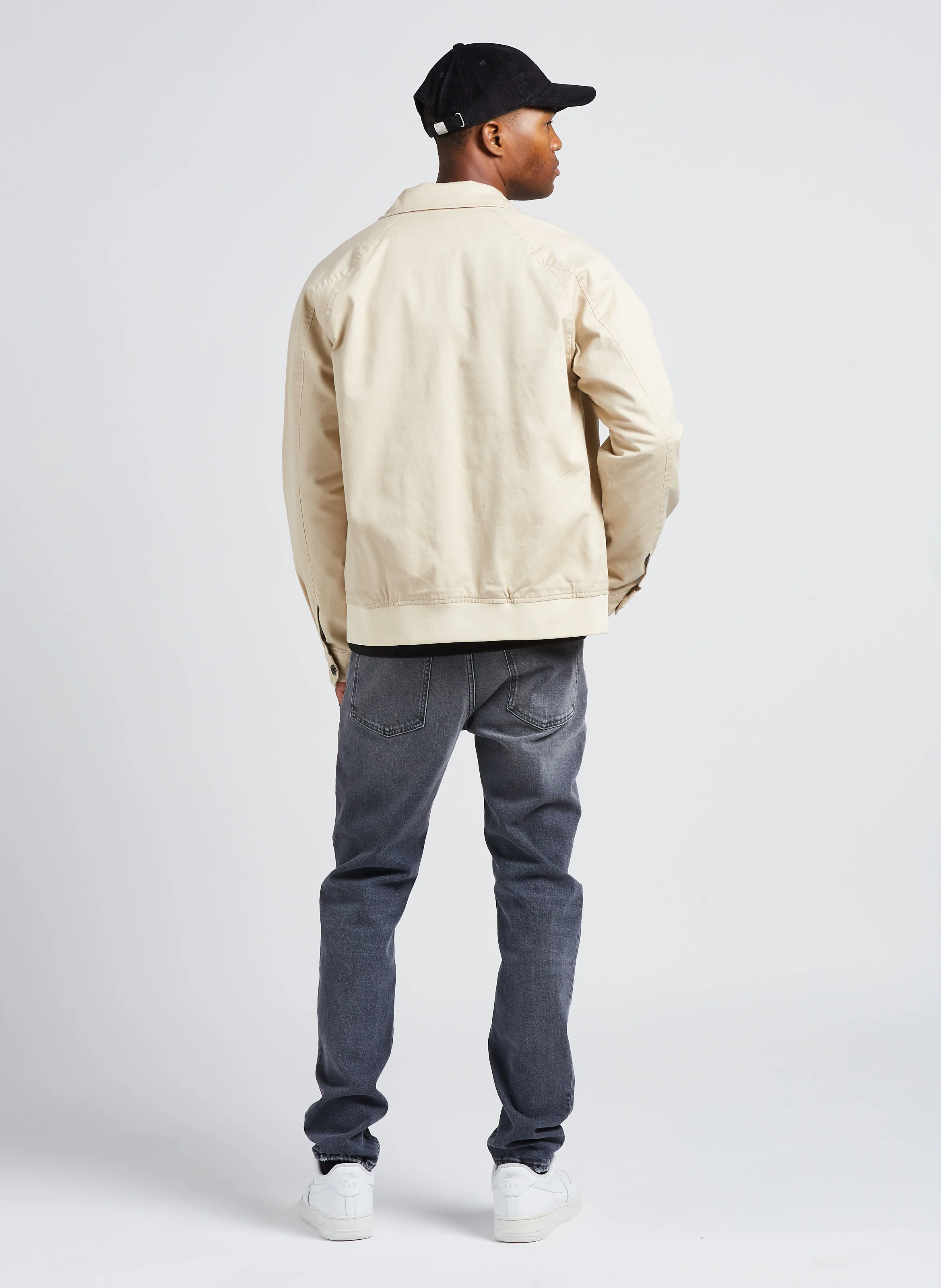 Blouson col classique droit en coton biologique | Beige
