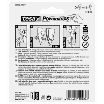 Tesa Powerstrip haken deco transparant (5 stuks)