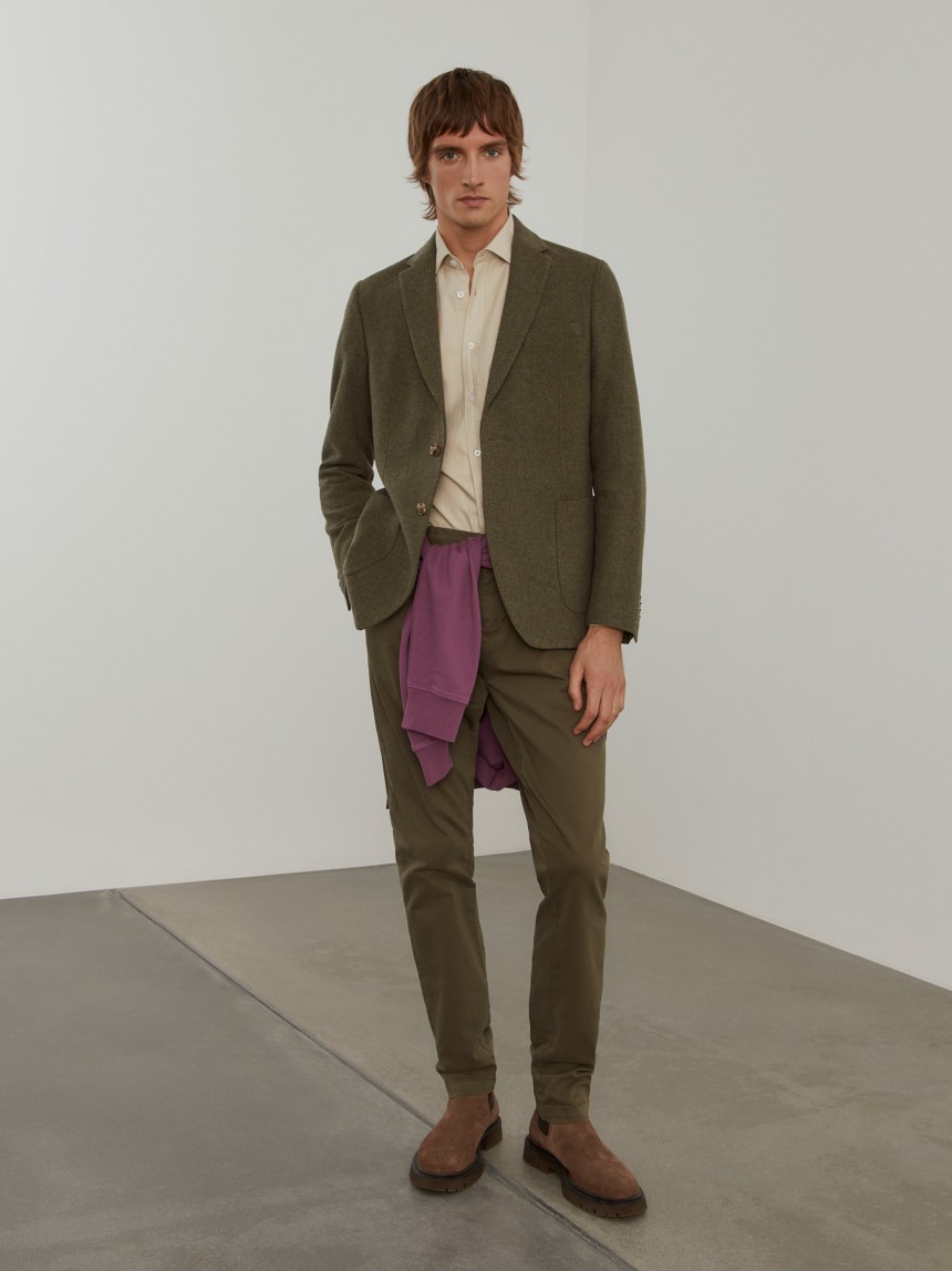 Blazer slim fit mistura de lã