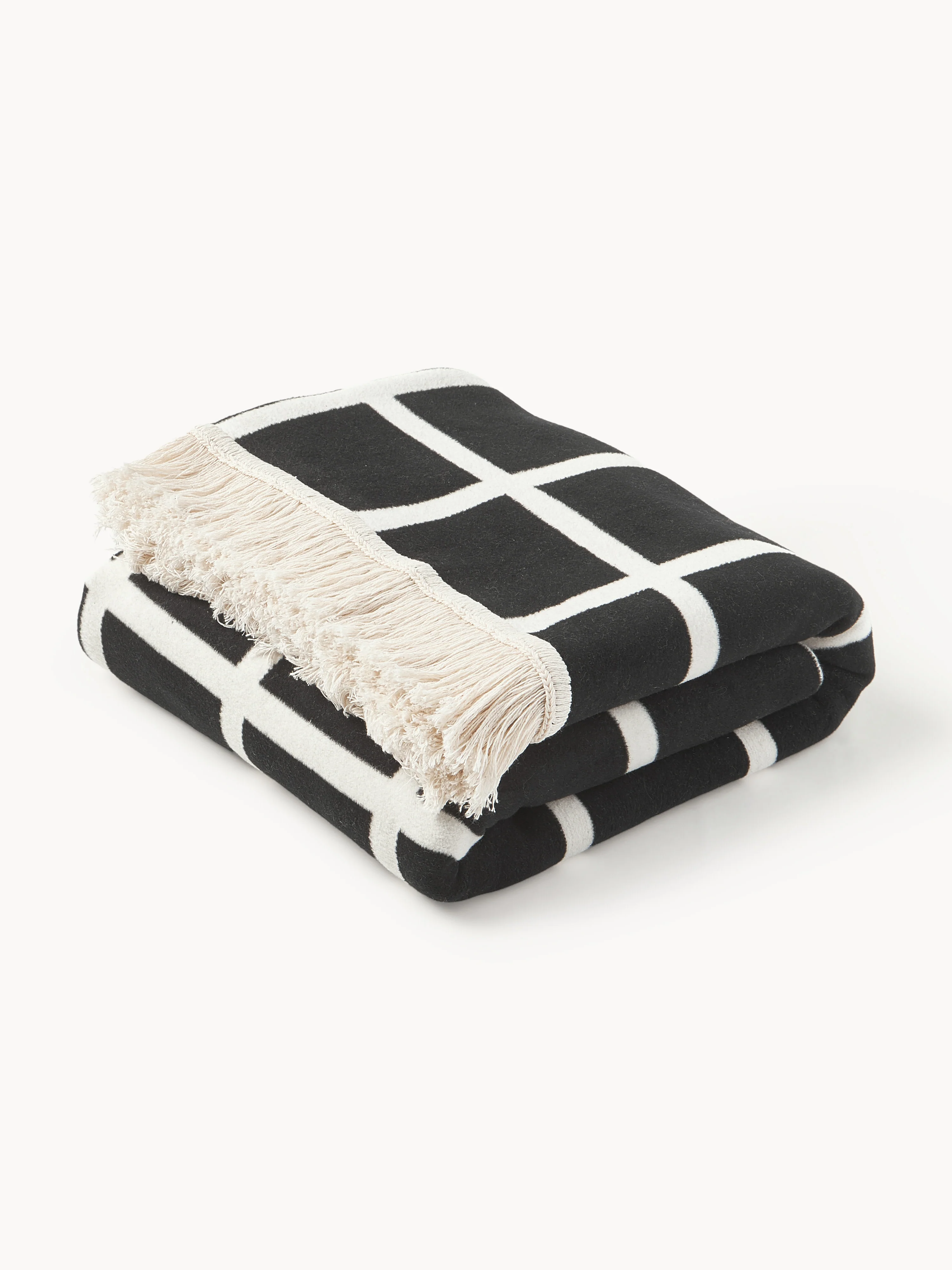 Zachte geruite plaid Edison met franjes