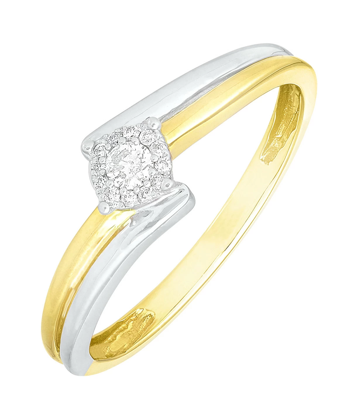 Damenring in Bicolor mit 13 Brillanten