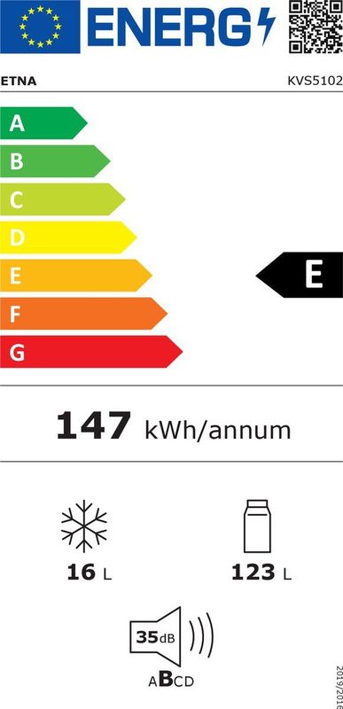 Etna KVS5102 - Inbouwkoelkast - Hoogte 102 cm - Energieklasse E - 139 Liter Koelruimte