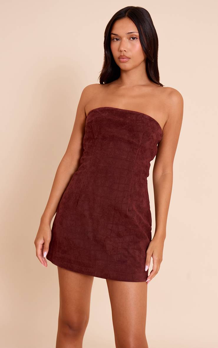 Rouge Vin Robe Moulante Mini Bandeau En Synthétique
