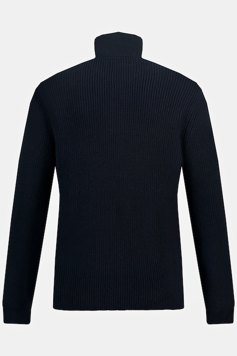 Strickjacke, Wollmix, Patentstrick, Stehkragen, Zipper