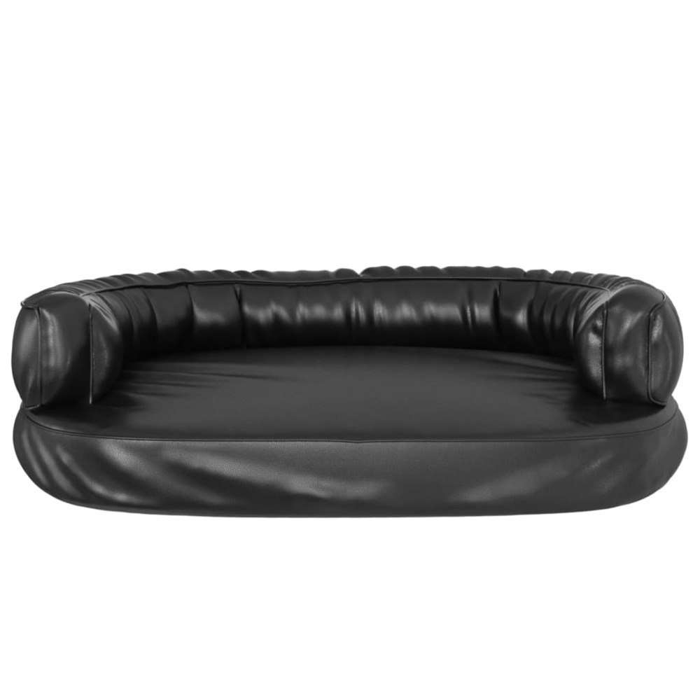 Lit pour chien ergonomique mousse noir 75x53 cm similicuir