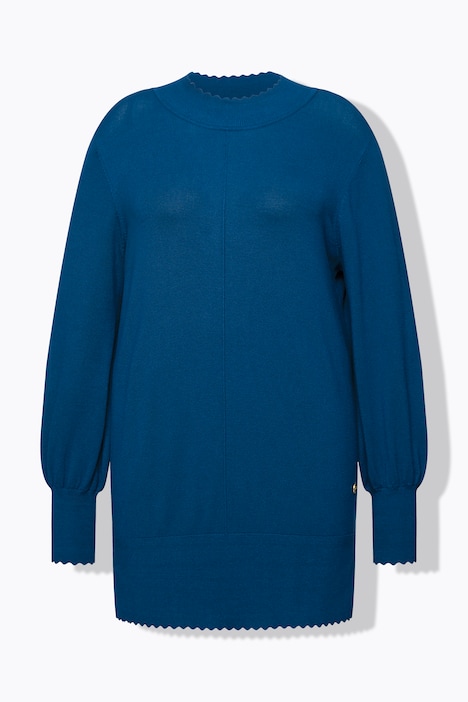 Pullover, Muschelsaum, Stehkragen, Langarm