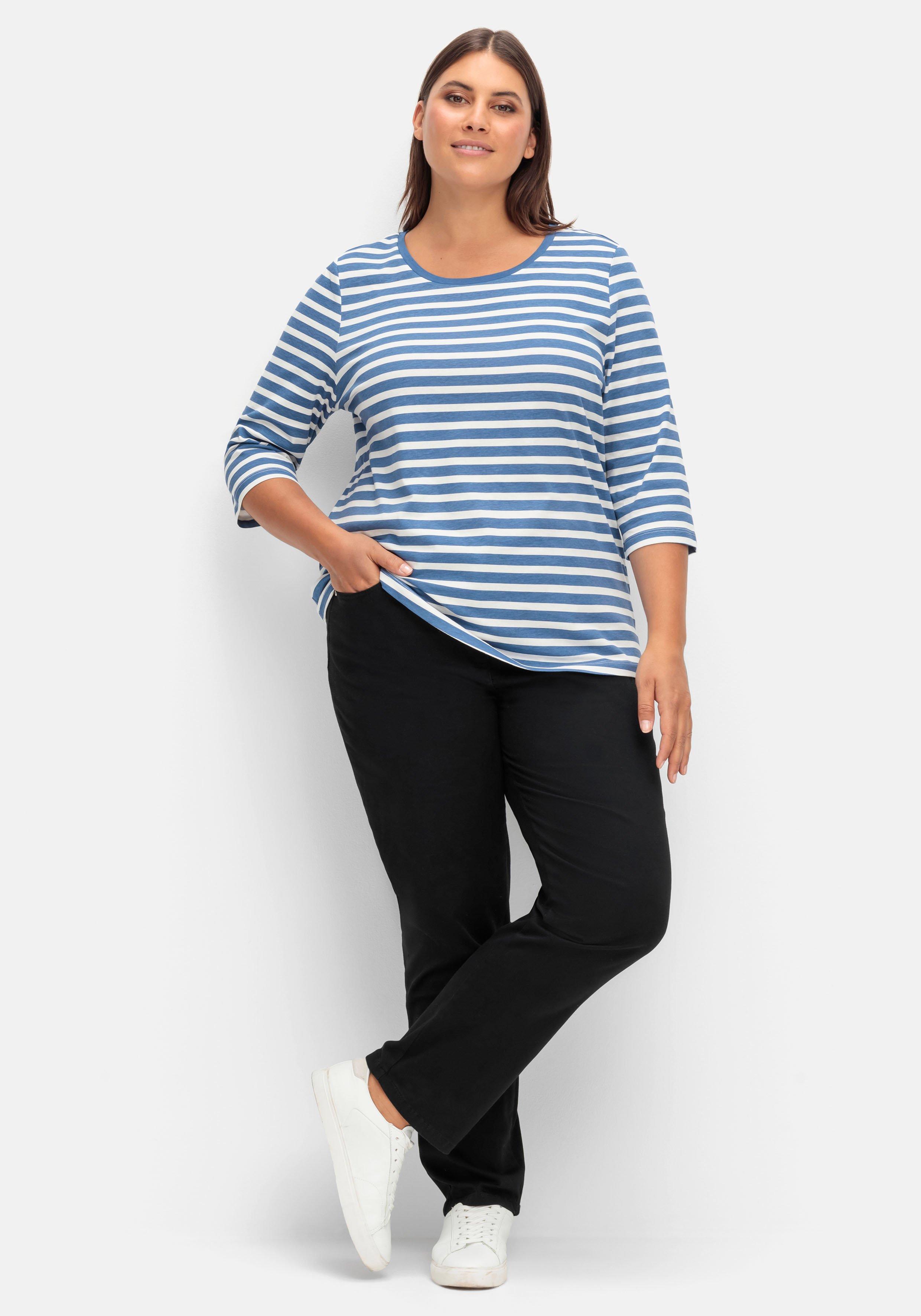 Ringelshirt mit 3/4-Arm, aus reiner Baumwolle