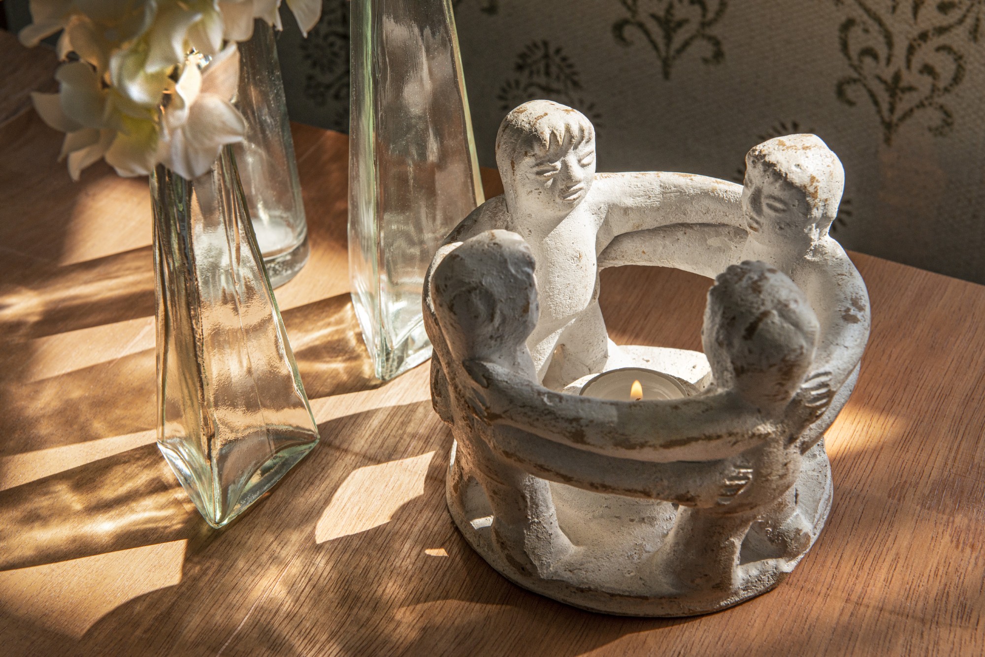 Kerzenhalter 'Friendship Circle 4', weiß, Ø 14 cm, H 12 cm von fischer's lagerhaus