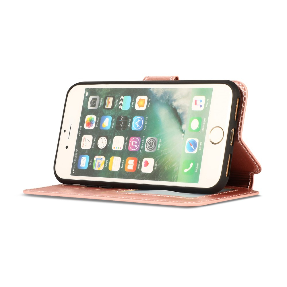 Apple iPhone SE (2022/2020) / 8 / 7 Leder Tasche Flip Cover mit Kartenfächer - Roségold