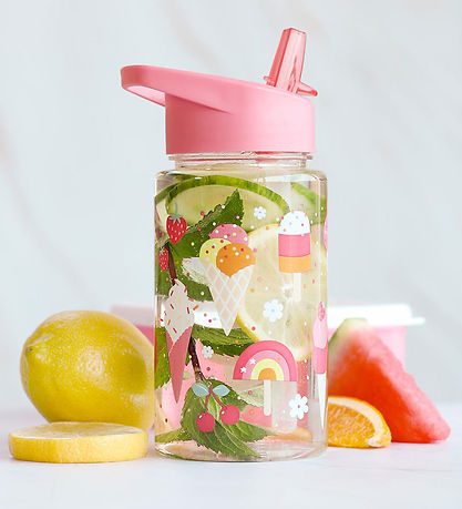 A Little Lovely Company Trinkflasche m. Strohhalme - 450 ml - Ei