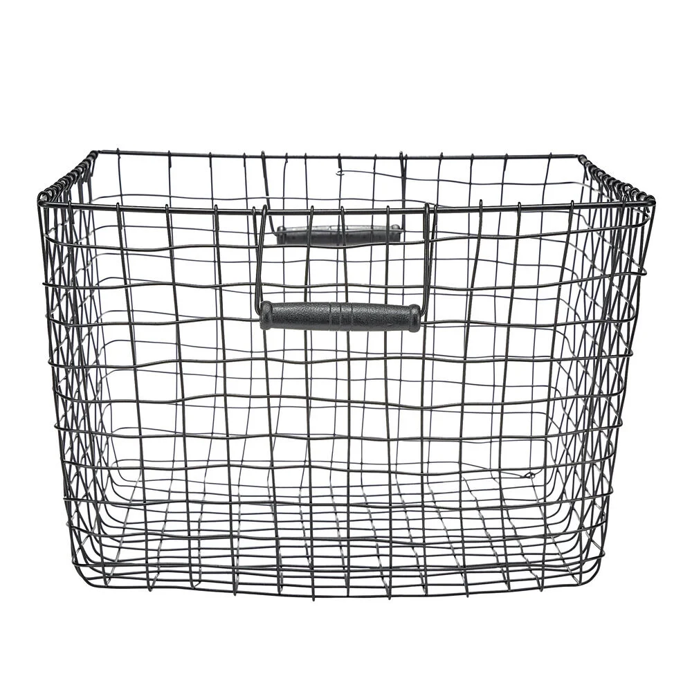 Panière en métal filaire noir 38x38xH25cm