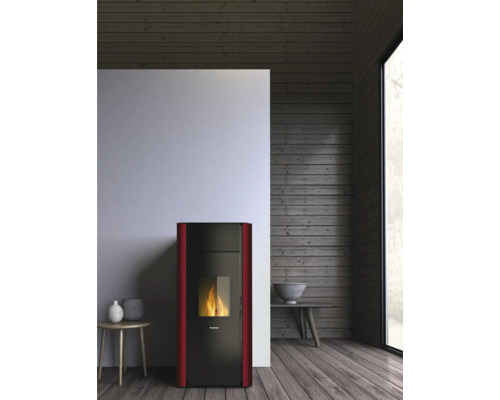 Watervoerende pelletkachel FreePoint Hydro Tesis staal bordeaux 23 kW