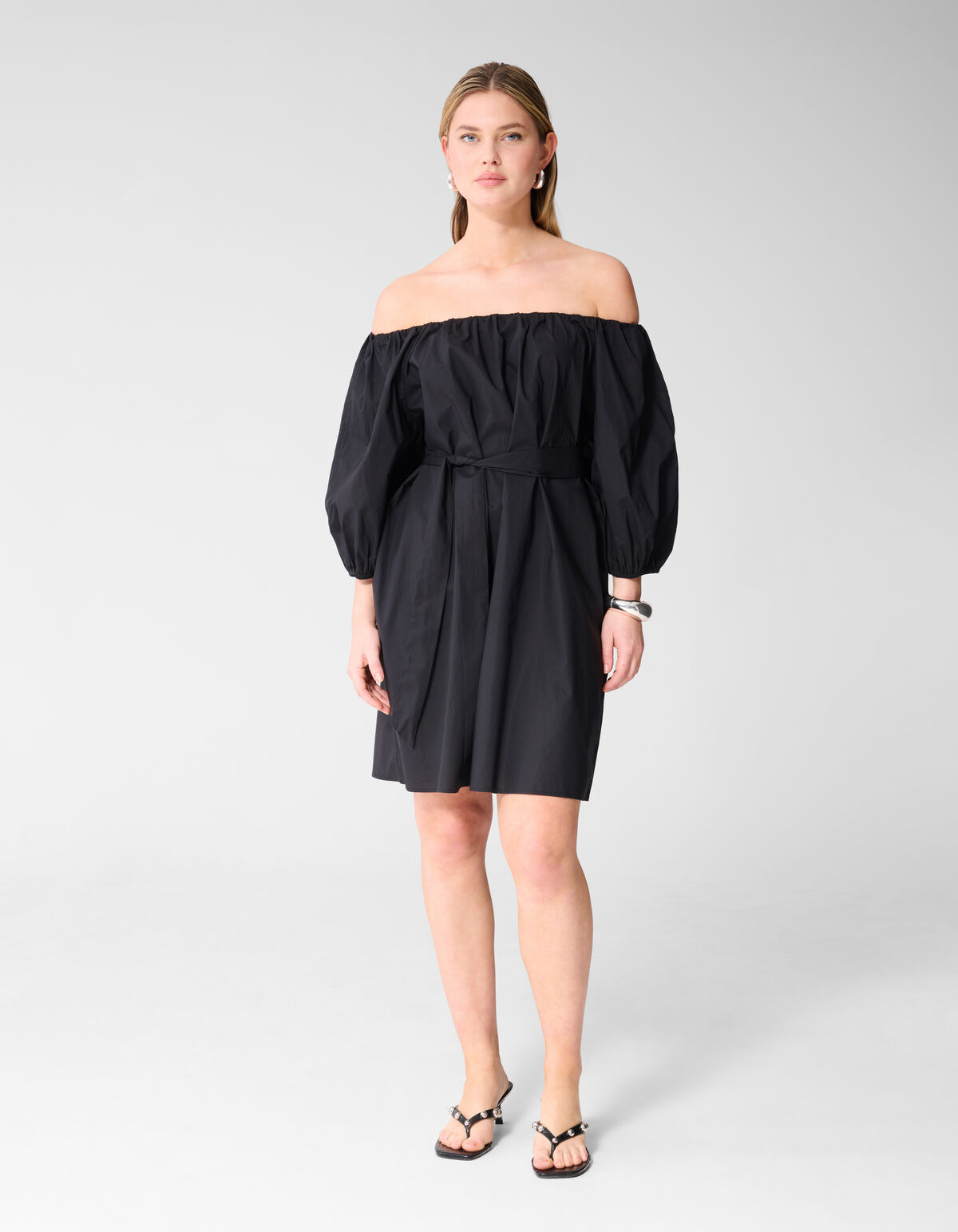 Off Shoulder Mini Jurk Zwart