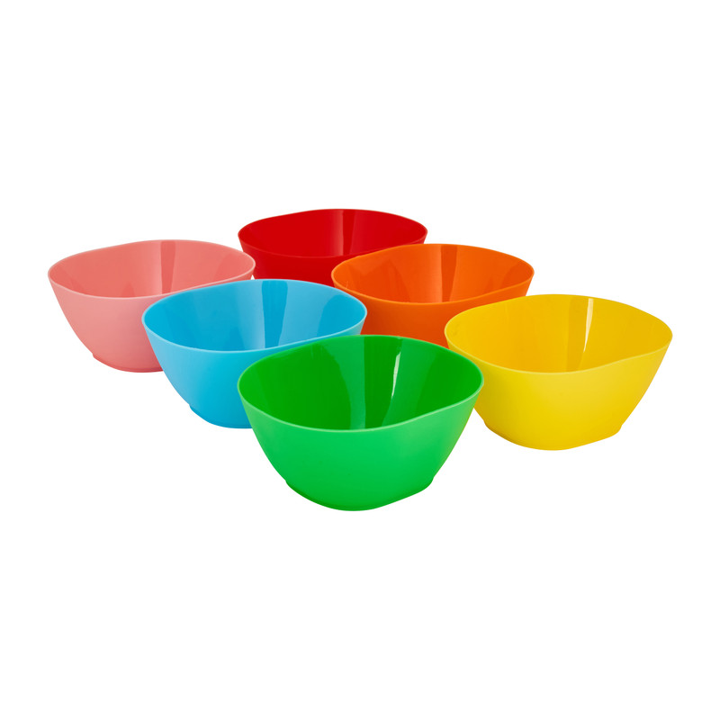 Schaaltjes - multikleur - kunststof - ø12 cm - set van 6