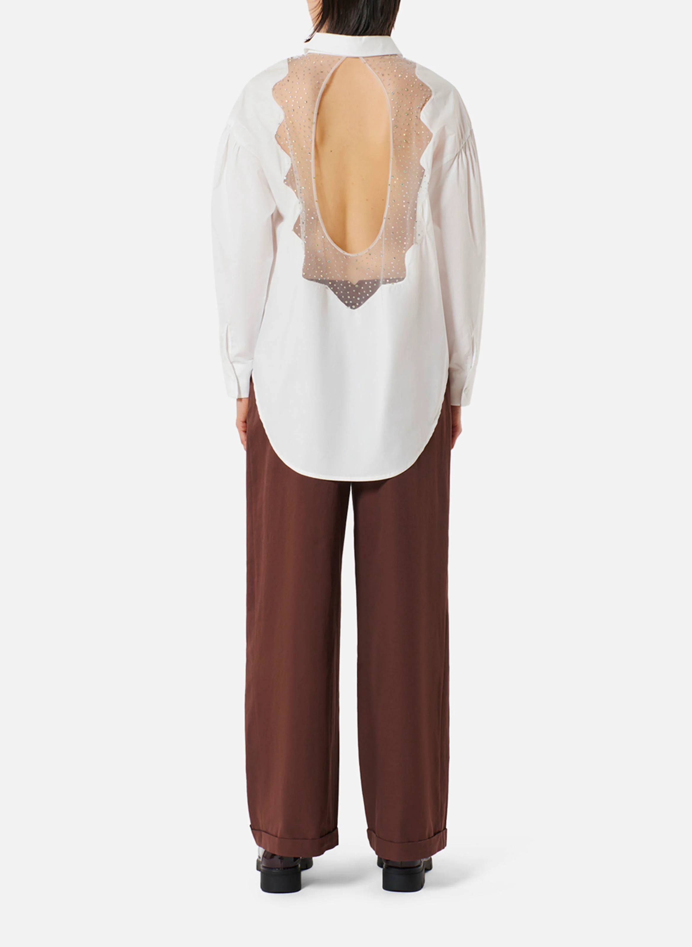 LOUIS - Chemise droite col classique en coton mélangé | Blanc
