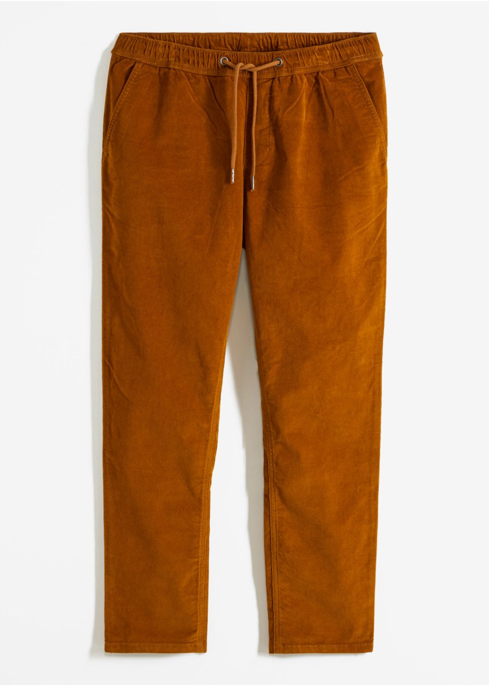Pantalon taille extensible en velours côtelé légèrement raccourci Regular Fit, Straight