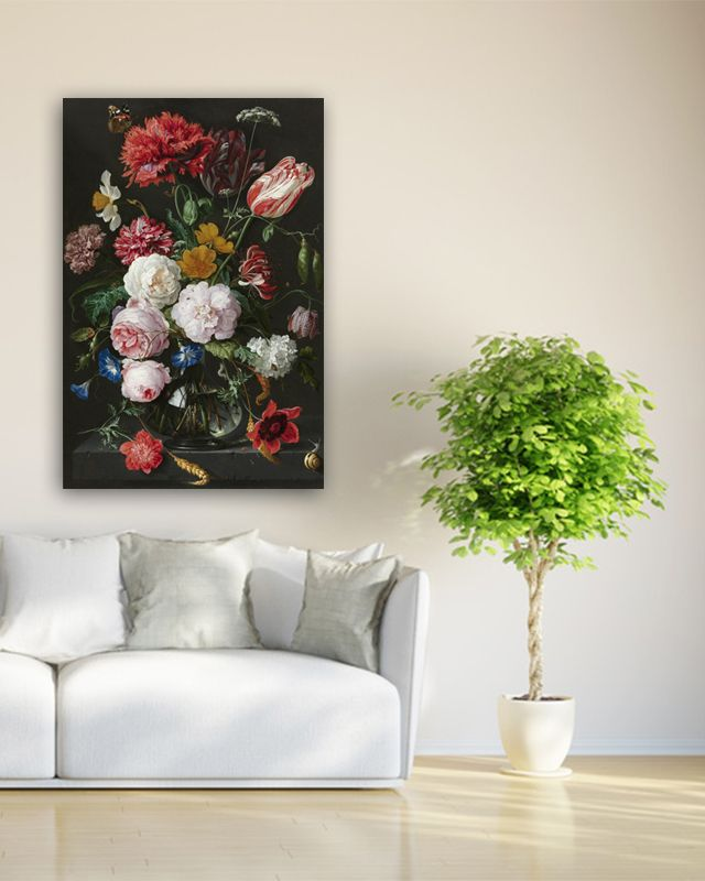 Bloemstillevens uit het Mauritshuis en rijksmuseum - Canvas schilderij 4 - 80 x 120 cm