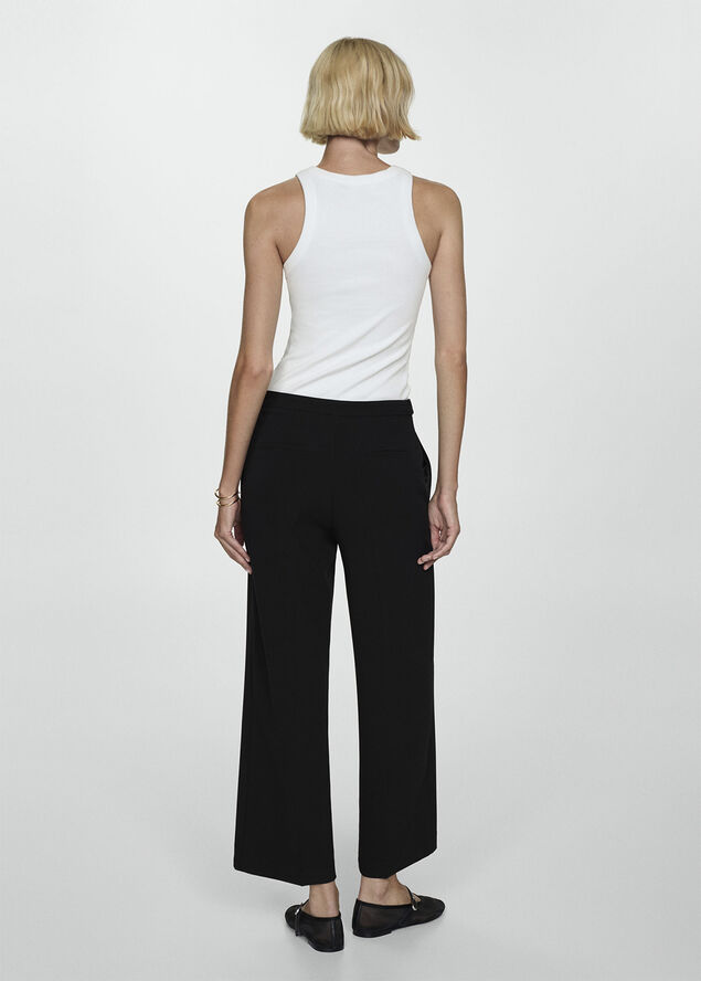 MANGO Buttons straight-fit trousers Black