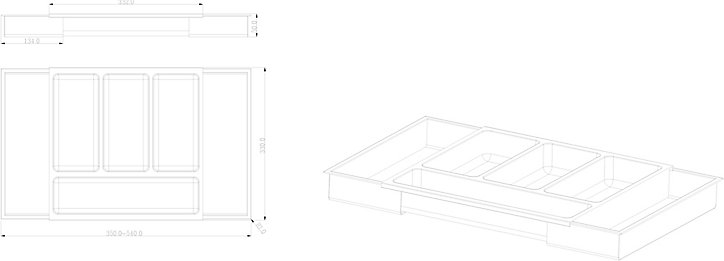 Range couverts extensible GoodHome Datil gris 55 cm, 6 compartiments