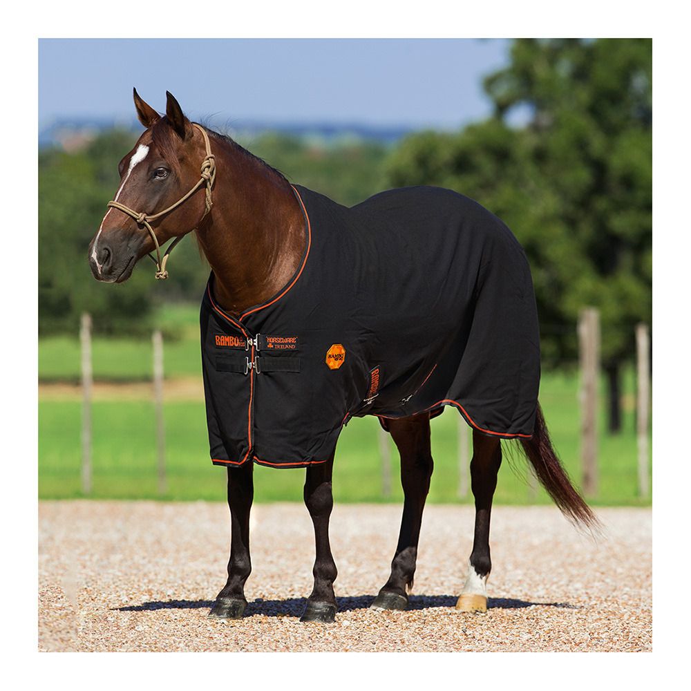 Horseware RAMBO IONIC STABLE SHEET - Chemise polaire black/black/orange stripe