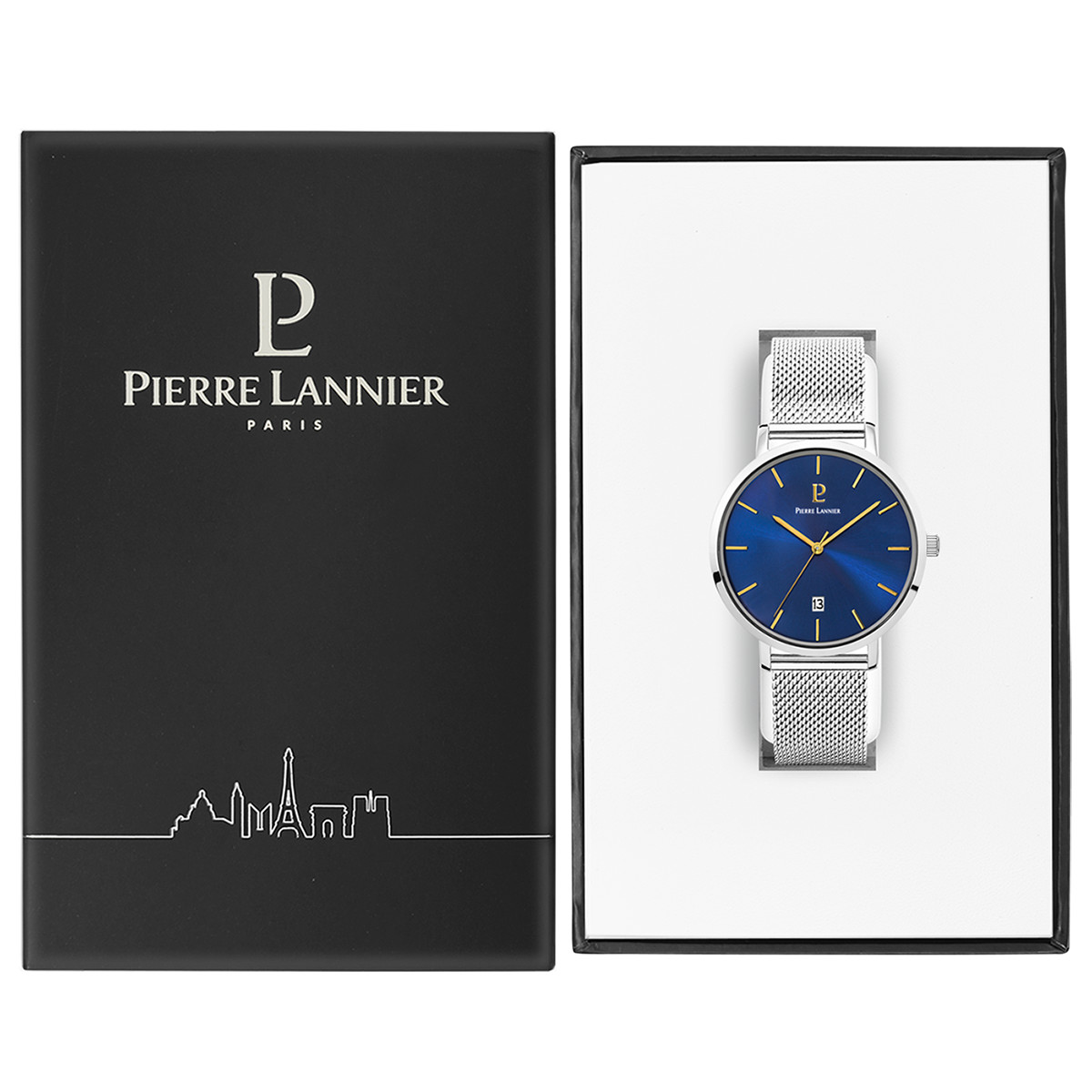 Montre Pierre Lannier homme acier bracelet maille milanaise