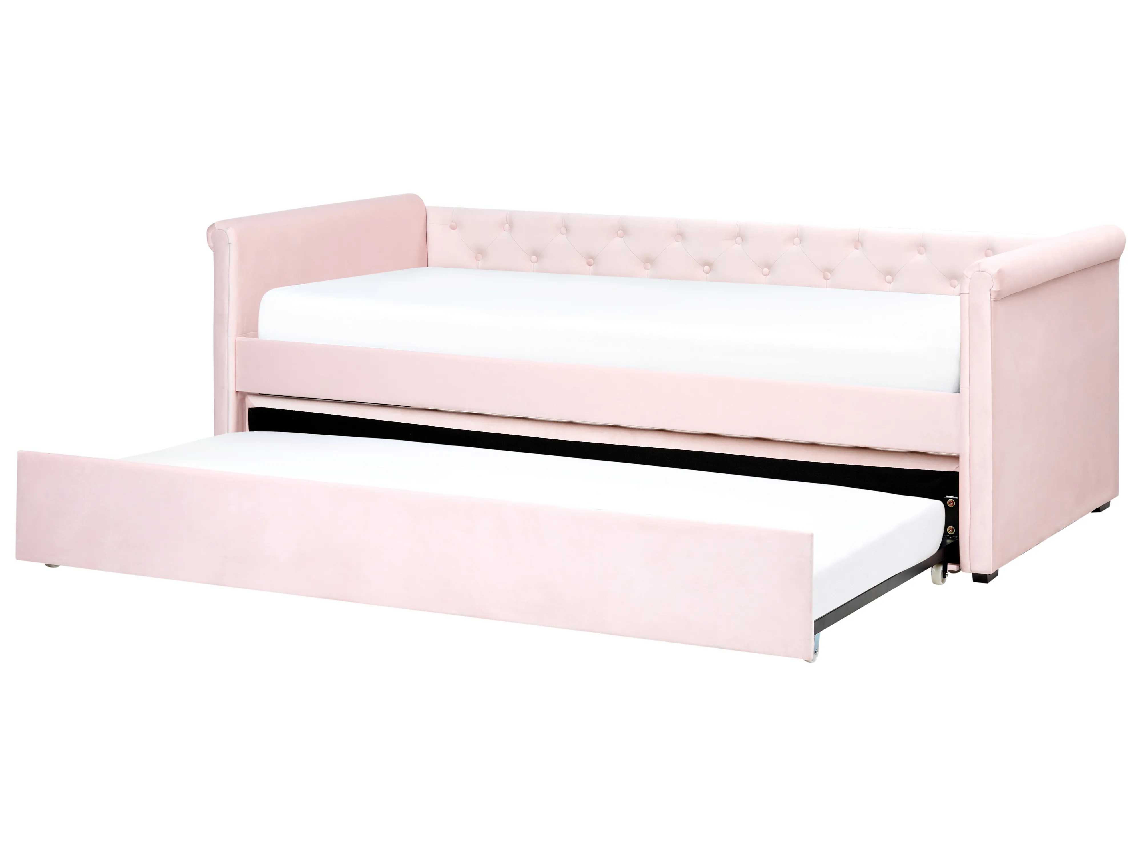 Onderschuifbed Fluweel LIBOURNE 90 x 200 cm Pastelroze