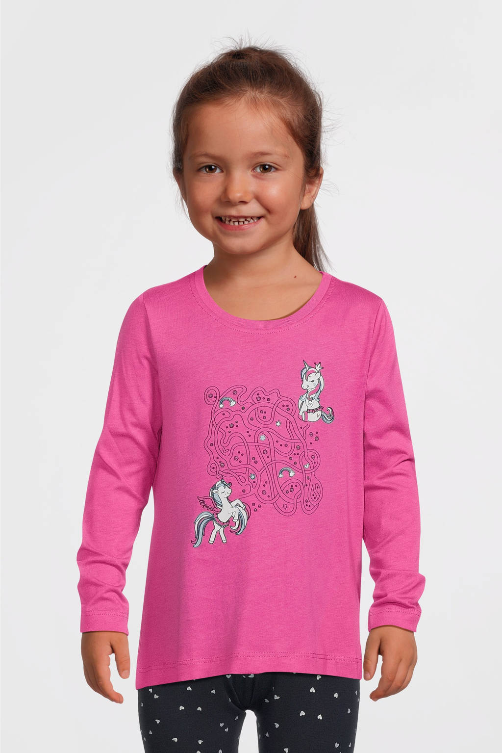 NAME IT longsleeve NMFVIOLET met printopdruk roze