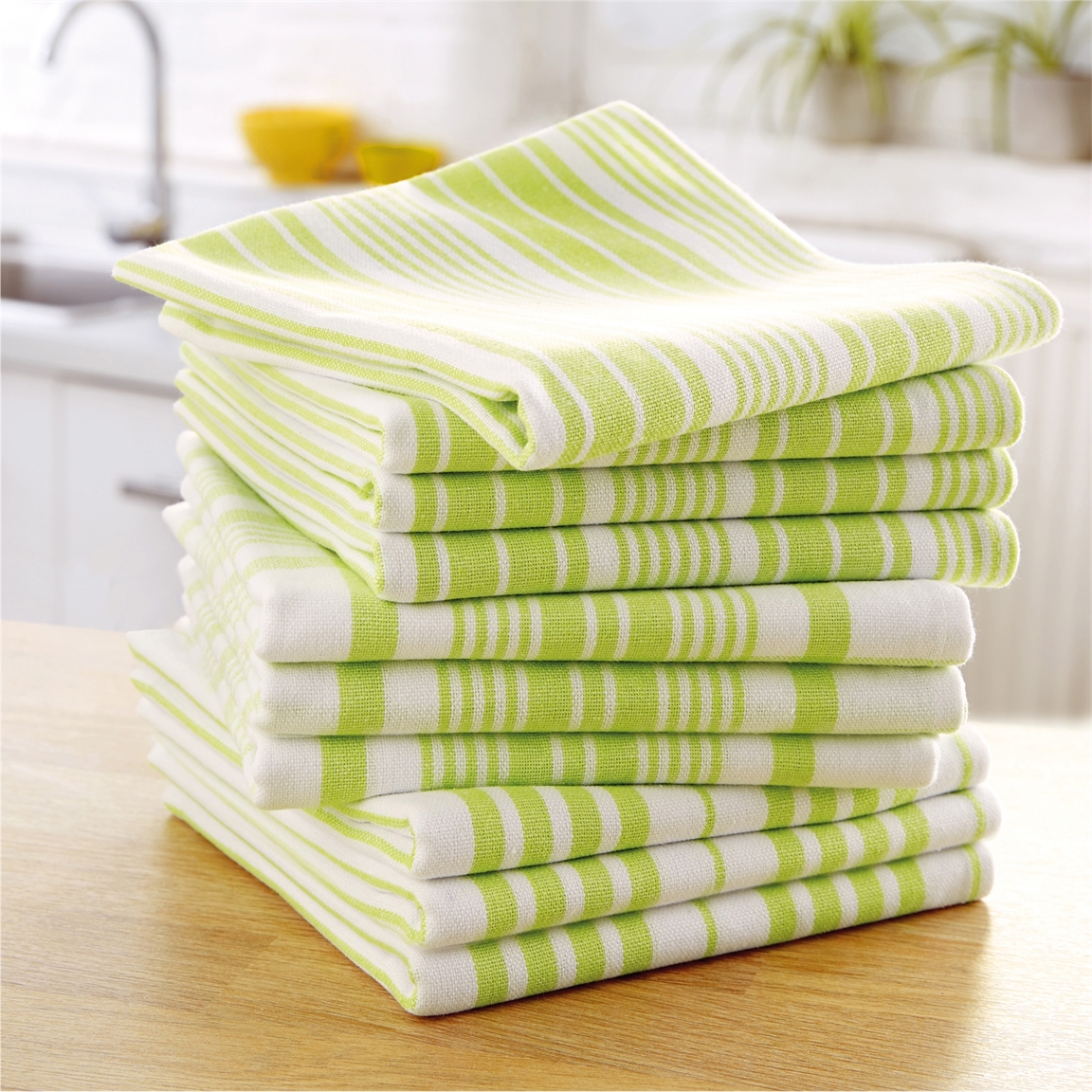 10 torchons cottage vert ou prune