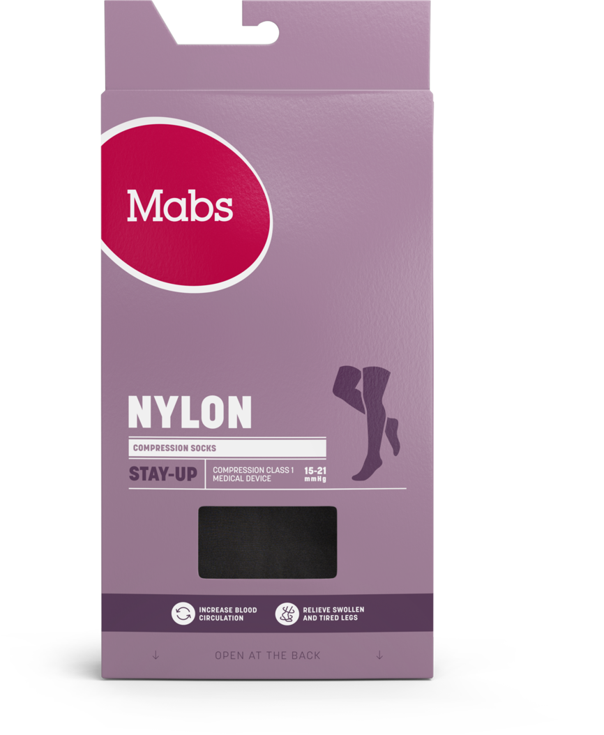 Mabs Nylon kompresjonsstrømpe lår sort S 1 par