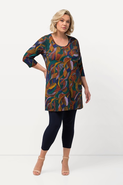 Longshirt, Blätter, Rundhalsausschnitt, 3/4-Arm