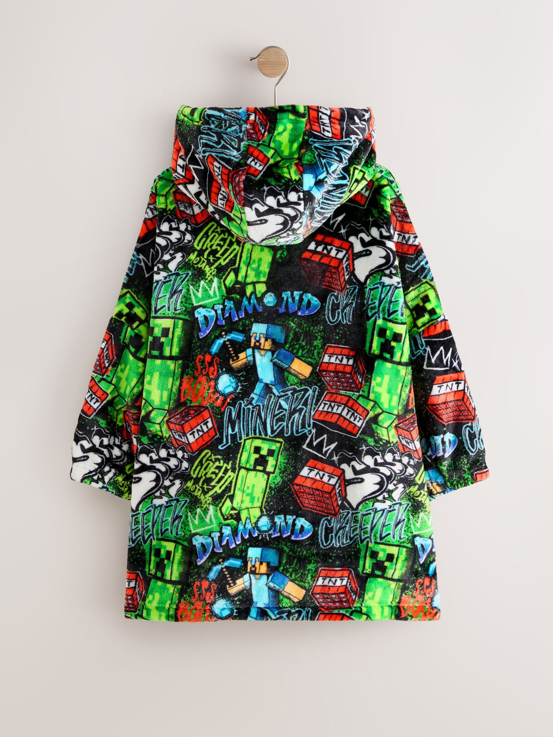 Zwart Minecraft - Fleece Blanket Hoodie (5-16yrs)