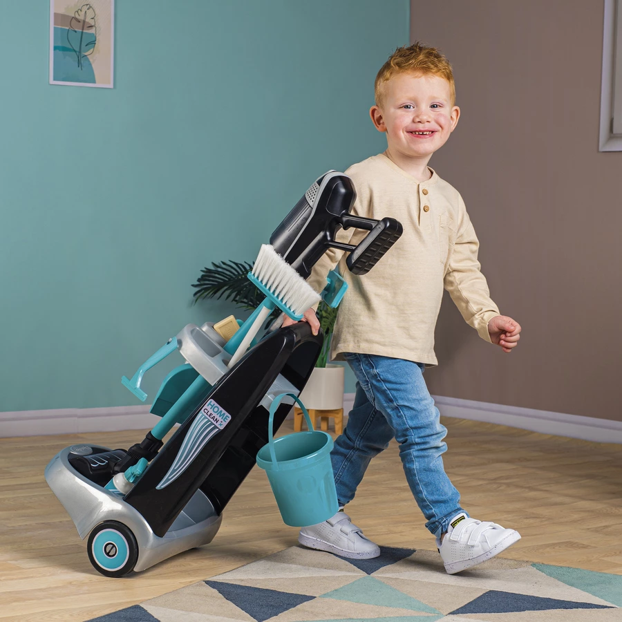 Smoby Rowenta Reinigungstrolley mit Stielstaubsauger
