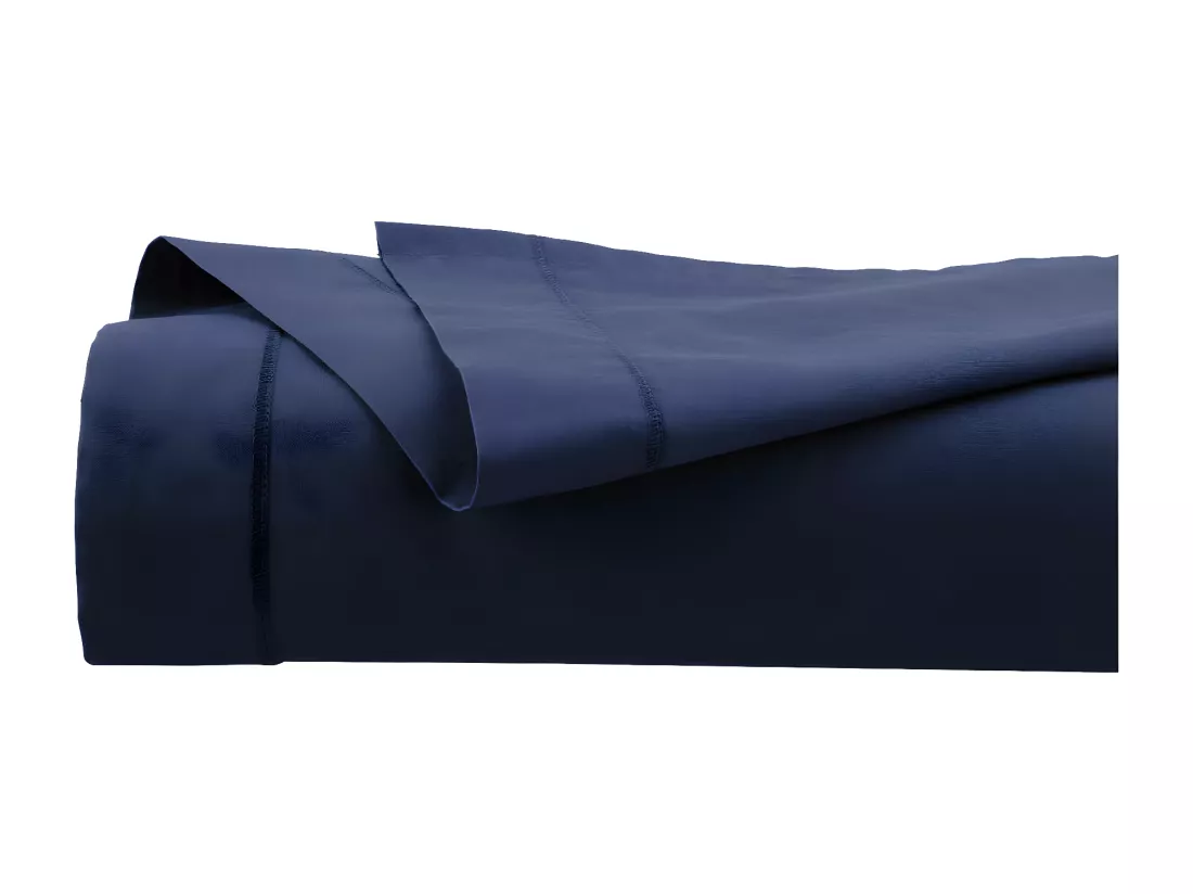 Drap plat 2 Personnes en Coton Bleu encre 240 x 290 cm