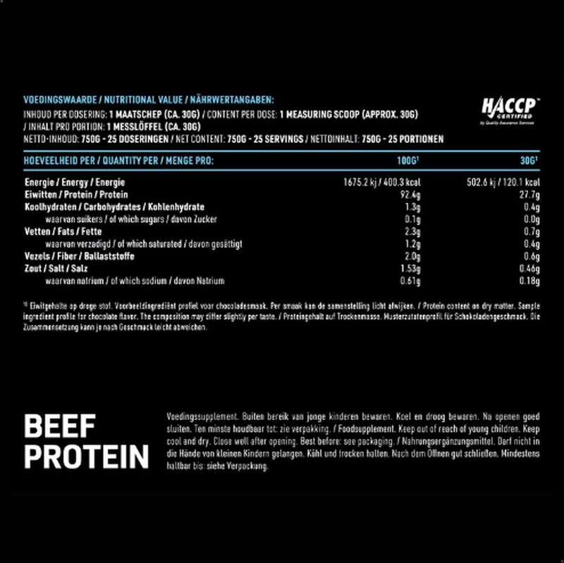 Pure. Beef Protein - Chocolade - 750gr - eiwitpoeder - glutenvrij en lactosevrij