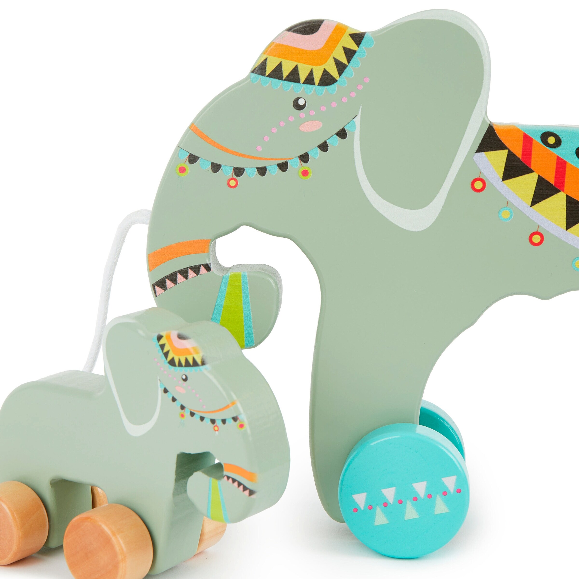 Bieco Nachzietier Elefant Holz Set - ab 12 Monate Mehrfarbig