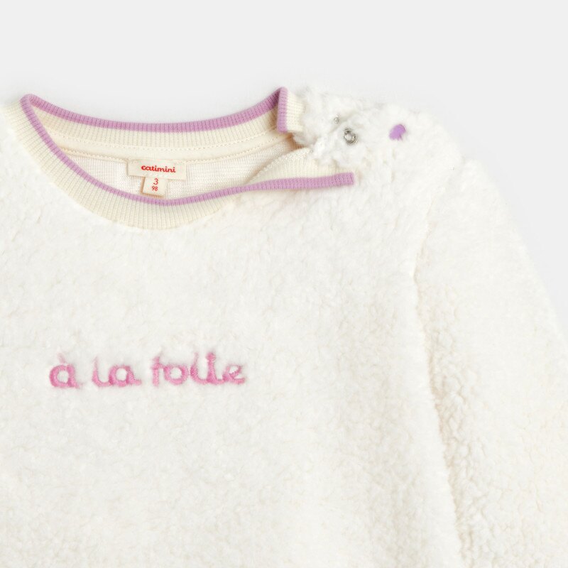 Robe bébé fille sherpa brodée blanche Catimini Blanc